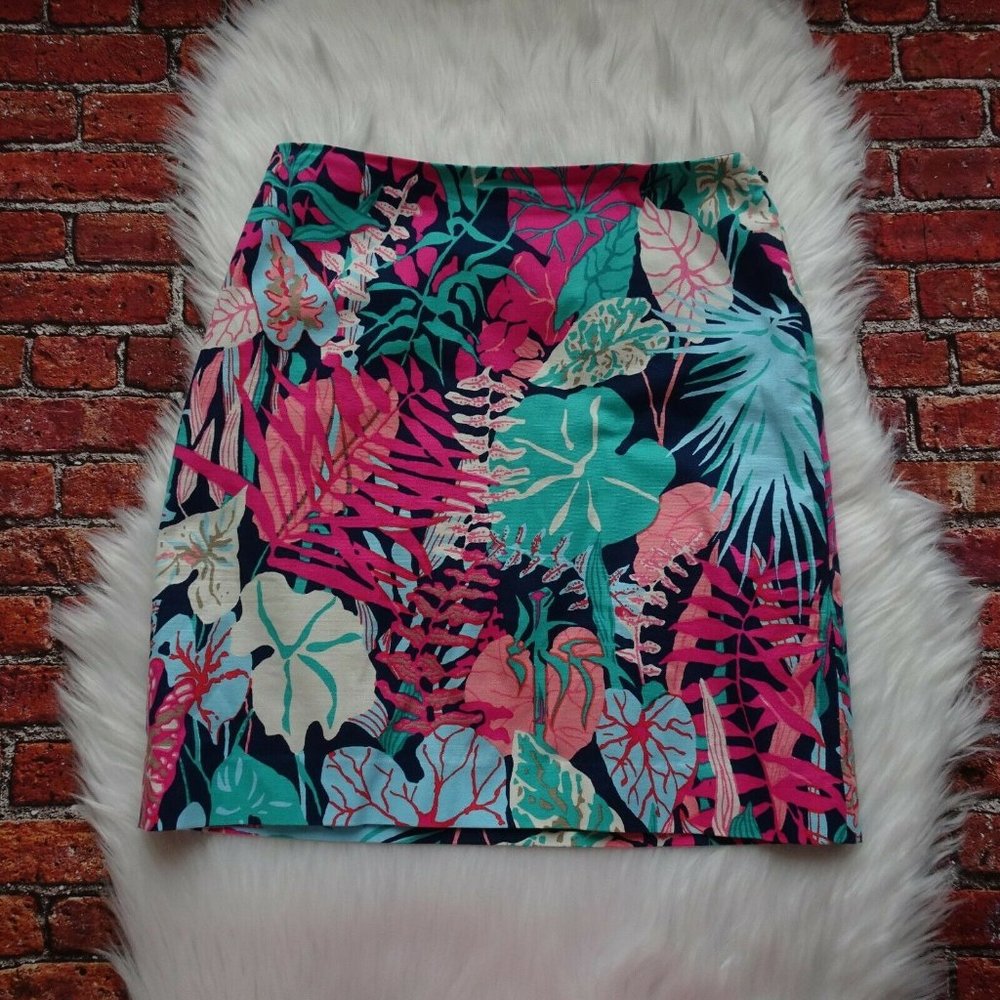 Talbots Women's Mini Skirt Short Tropical Leaves Resort Colorful Floral Size 2 - Picture 12 of 12